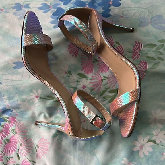 J Crew Iridescent Textured Ankle Strap Heels - Picture 2 of 9